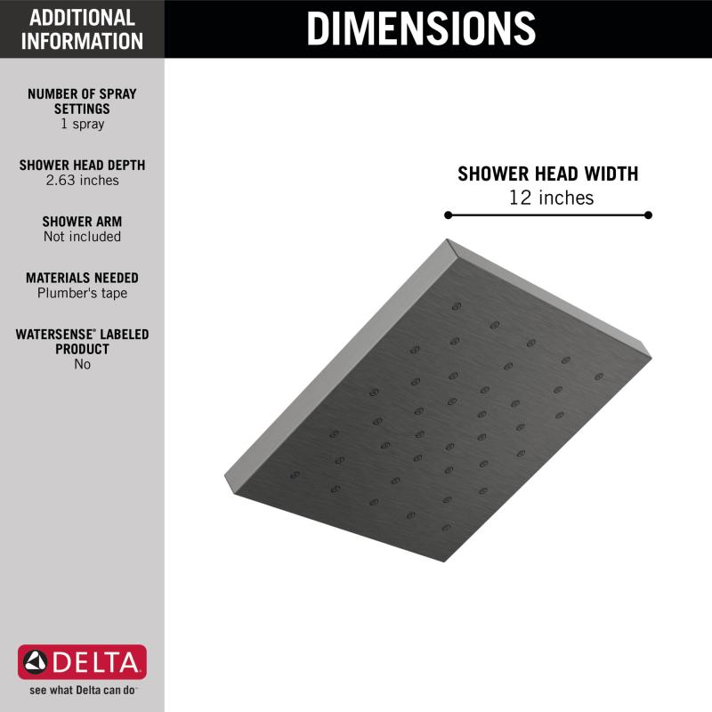 DELTA Universal Showering Components H2Okinetic Single Setting Shower Head with Ultrasoak — Lumicoat® Black Stainless