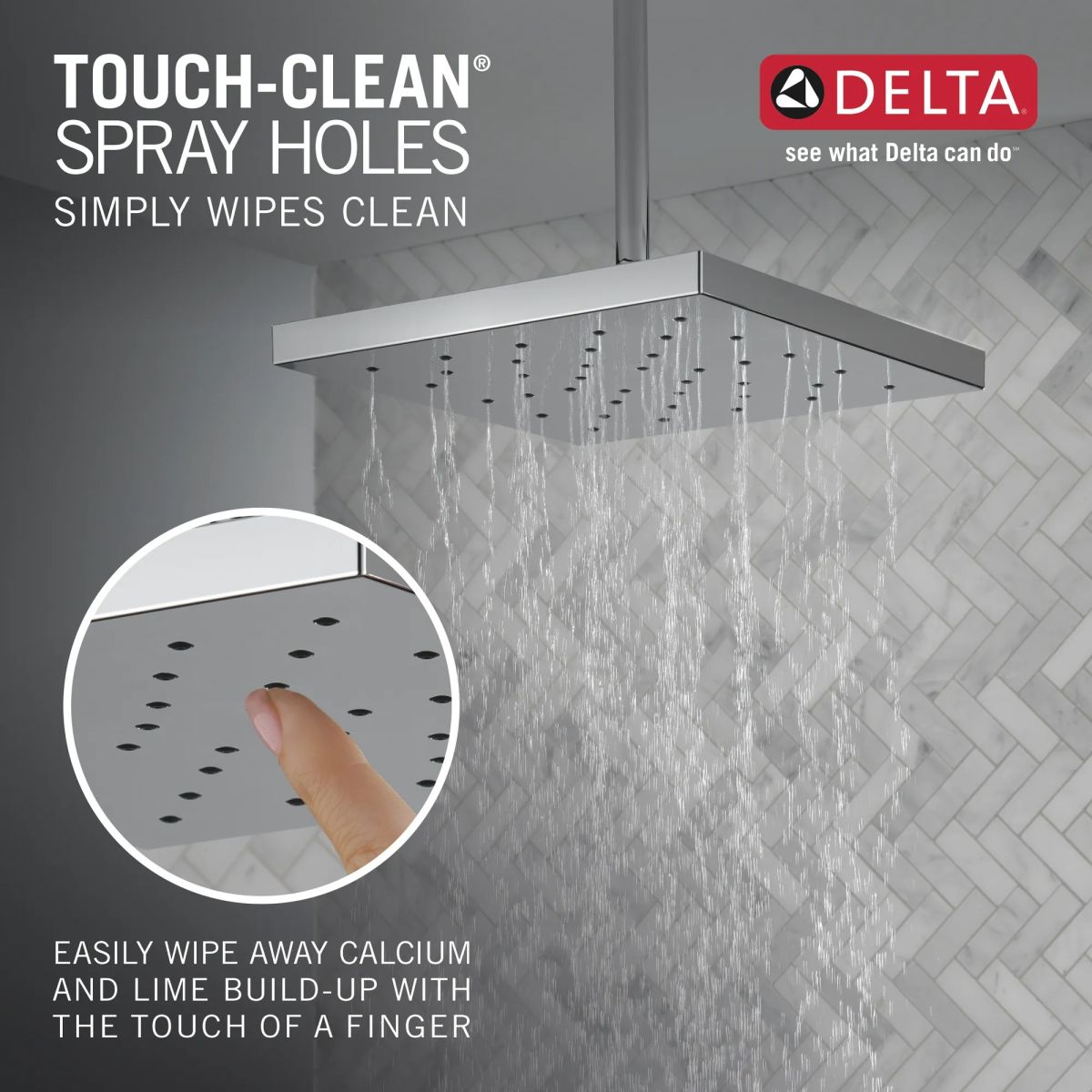 DELTA Universal Showering Components H2Okinetic Single Setting Shower Head with Ultrasoak — Lumicoat® Chrome