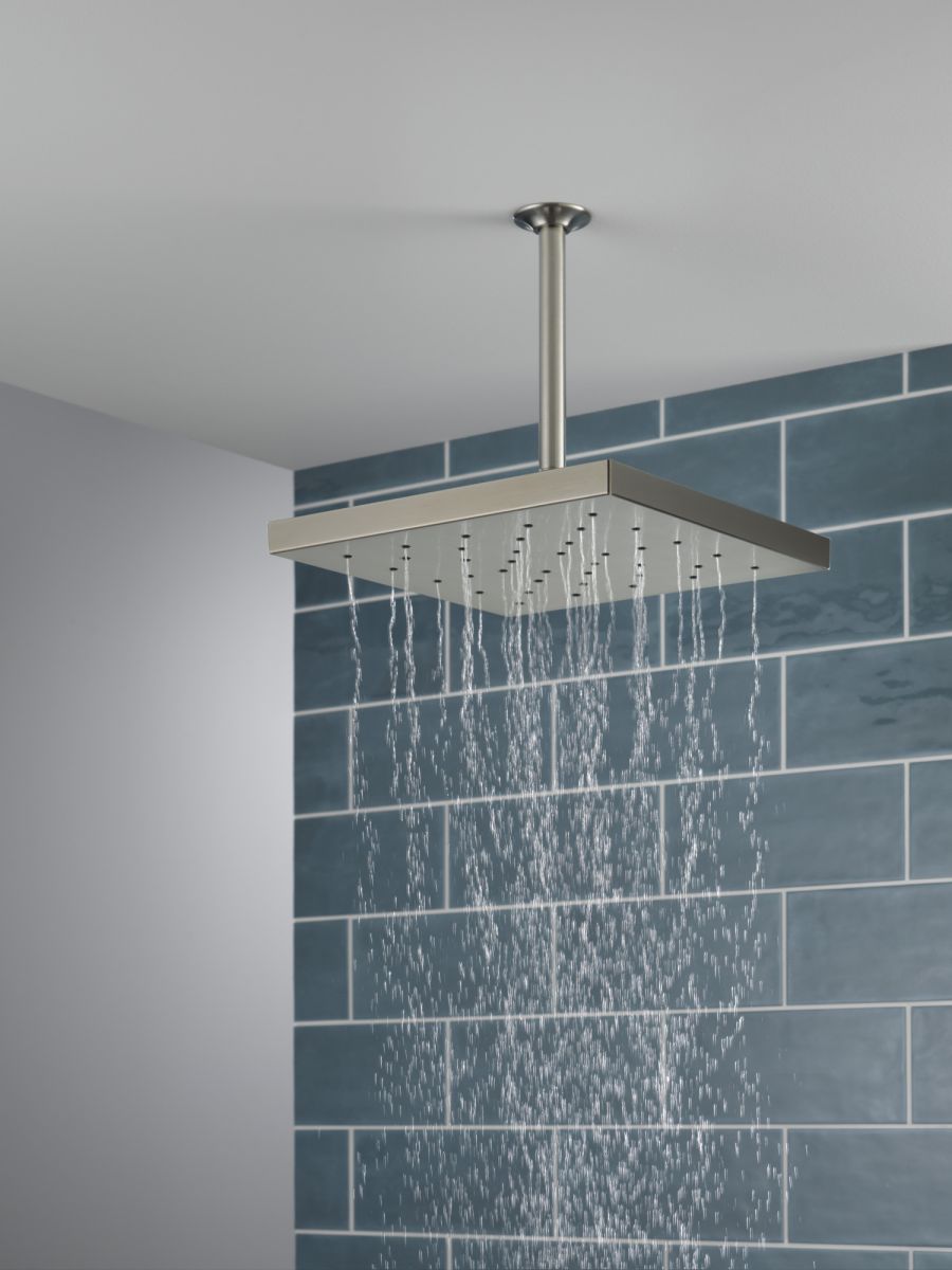 DELTA Universal Showering Components H2Okinetic Single Setting Shower Head with Ultrasoak — Lumicoat® Stainless