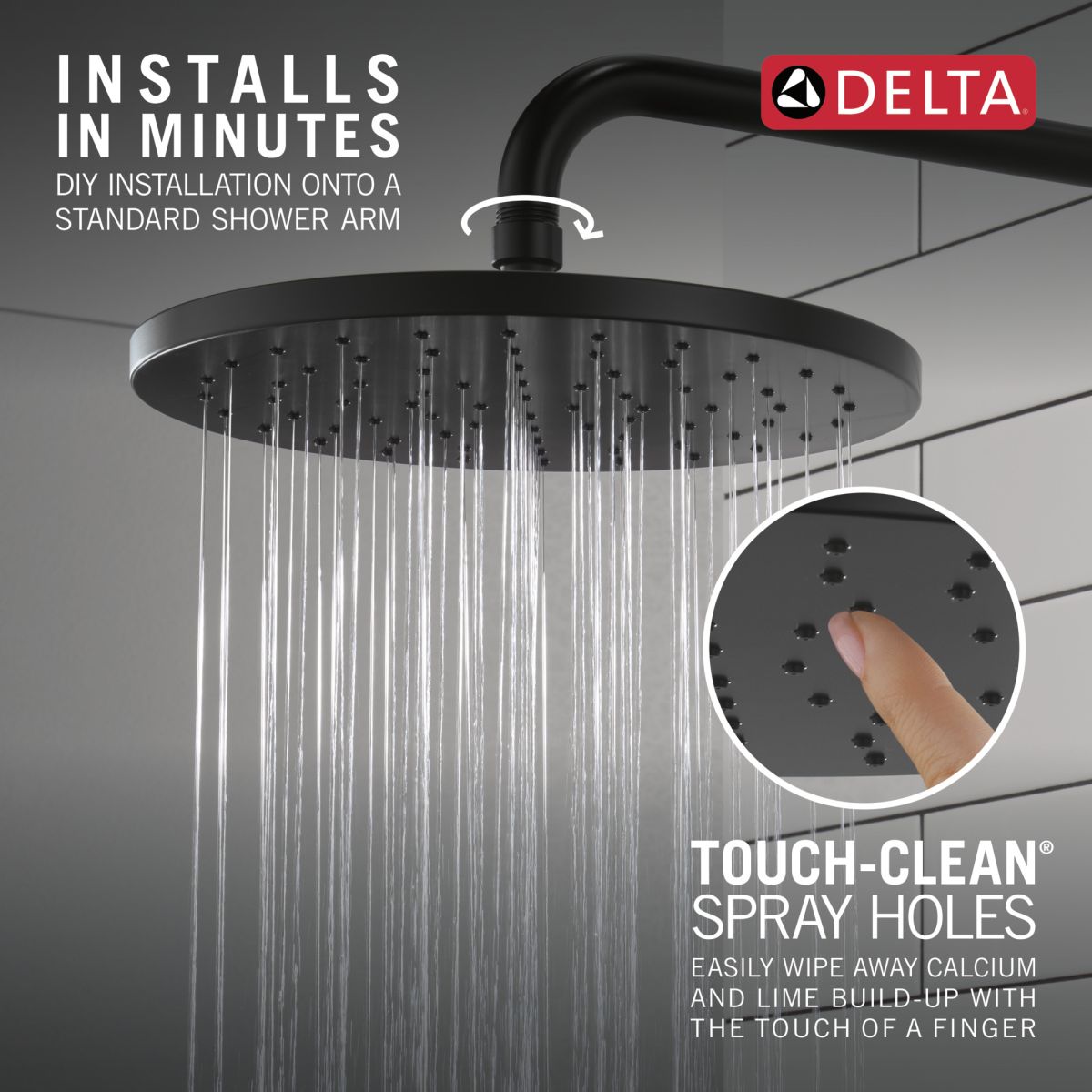DELTA Universal Showering Components 10" Single-Function Raincan Shower Head — Matte Black