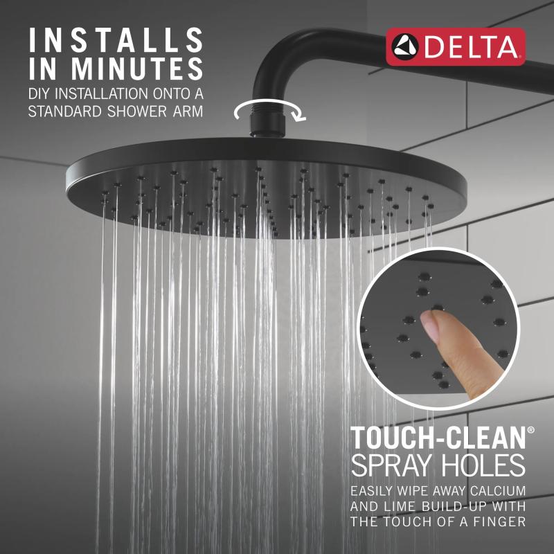 DELTA Universal Showering Components 10" Single-Function Raincan Shower Head — Matte Black