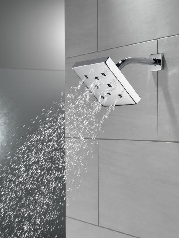 DELTA Universal Showering Components H2OKINETIC Single-Setting Metal Raincan Shower Head — Chrome