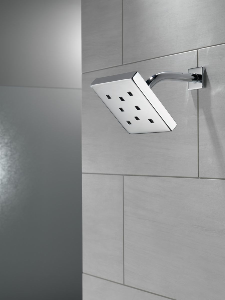 DELTA Universal Showering Components H2OKINETIC Single-Setting Metal Raincan Shower Head — Chrome