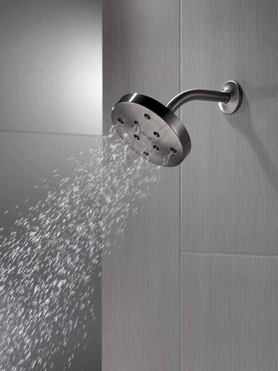 DELTA Universal Showering Components H2Okinetic Single-Setting Metal Raincan Shower Head — Lumicoat® Black Stainless