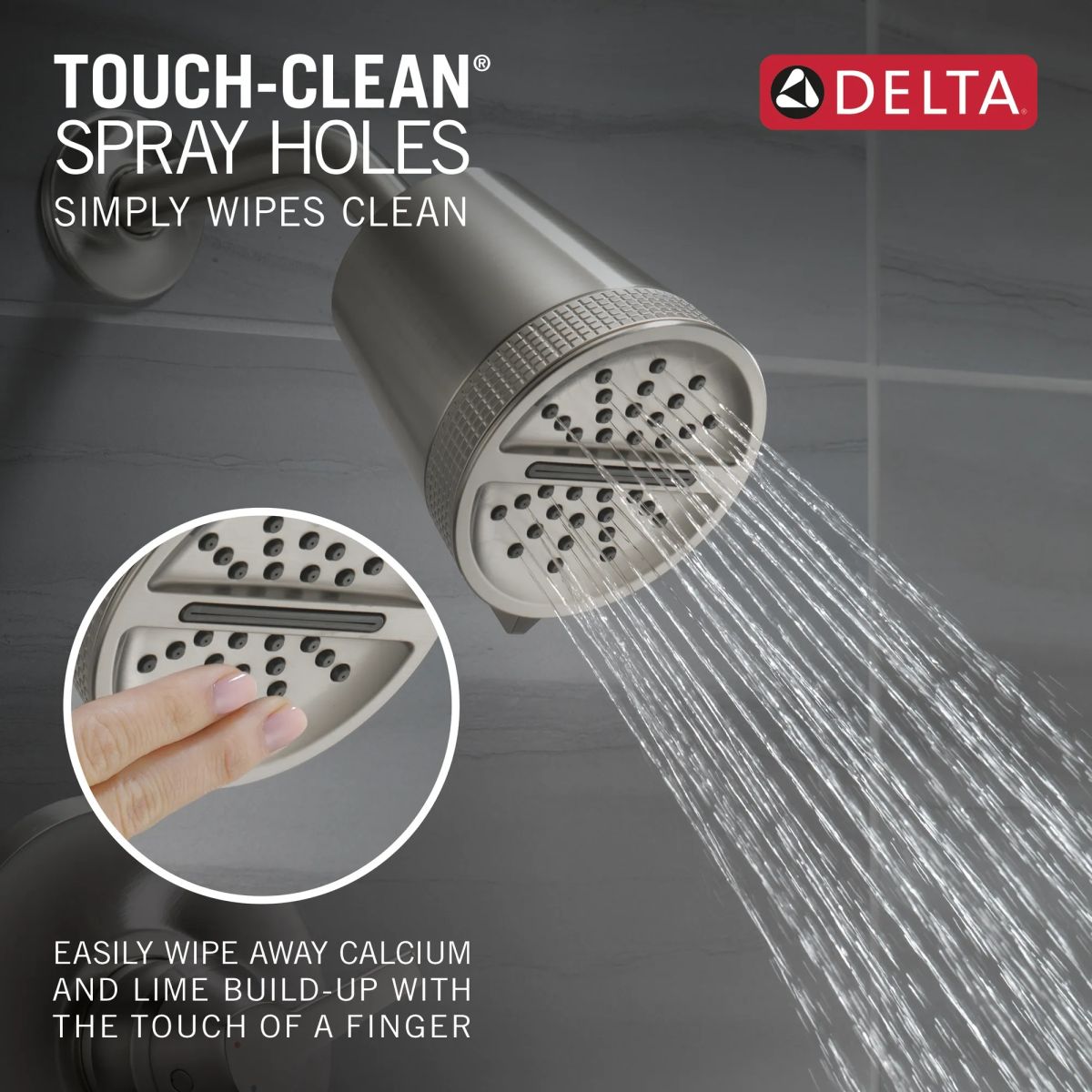 DELTA Universal Showering Components 3-Setting Showerhead — Lumicoat® Stainless