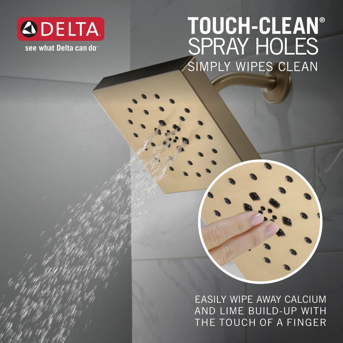 DELTA Universal Showering Components H2Okinetic 4-Setting Shower Head with Ultrasoak — Champagne Bronze