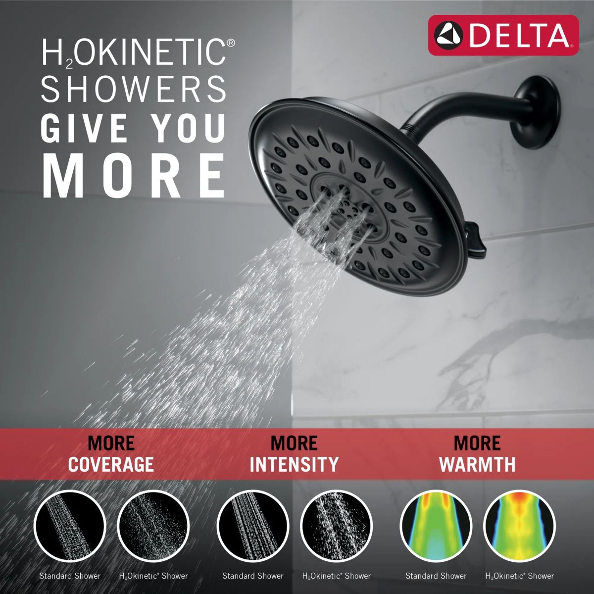DELTA Universal Showering Components Ultrasoak 4-Setting Shower Head — Matte Black