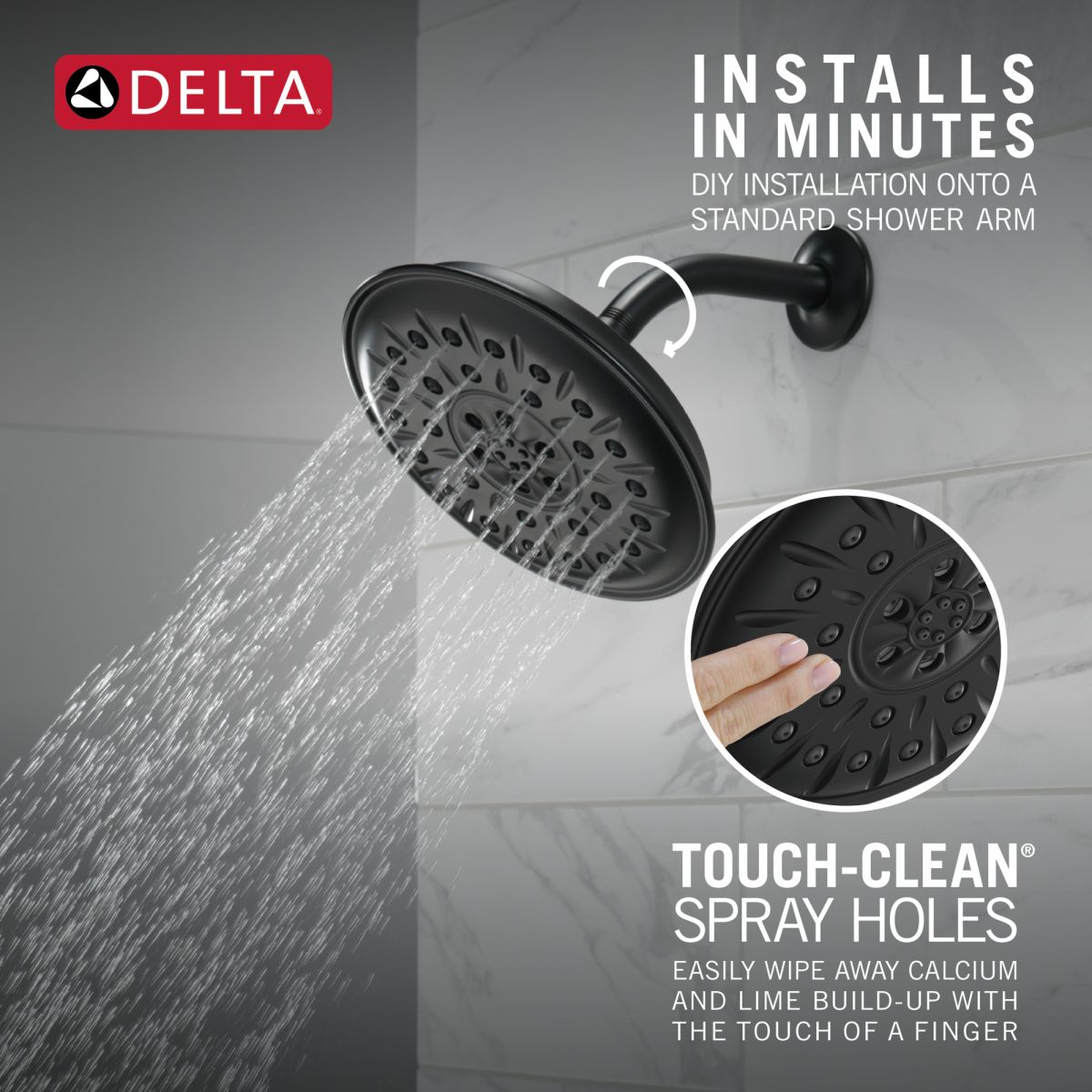 DELTA Universal Showering Components Ultrasoak 4-Setting Shower Head — Matte Black