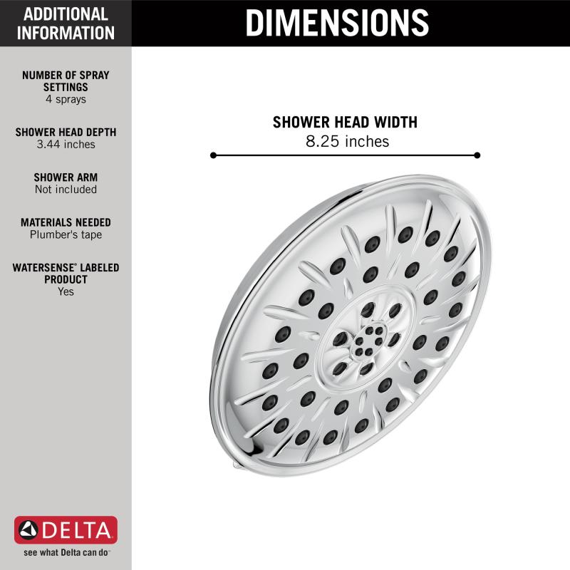 DELTA Universal Showering Components Ultrasoak 4-Setting Shower Head — Chrome