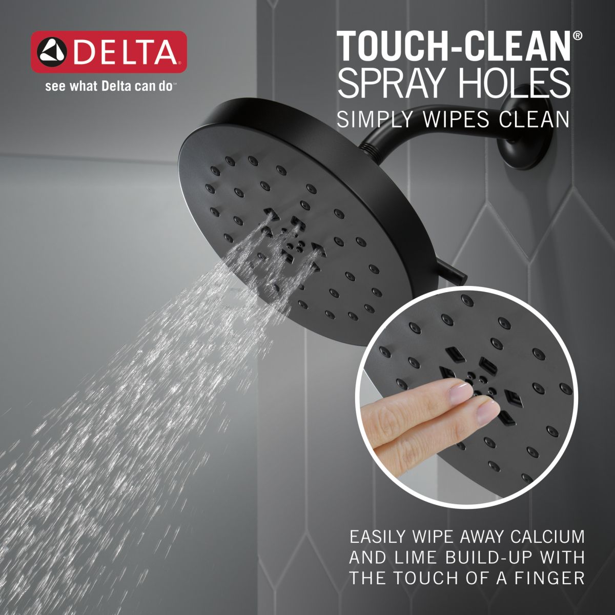 DELTA Universal Showering Components H2Okinetic 4-Setting Shower Head with Ultrasoak — Matte Black