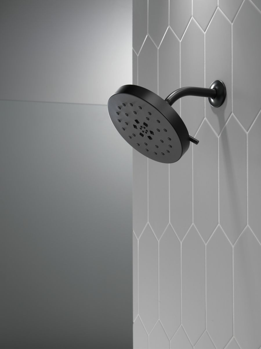 DELTA Universal Showering Components H2Okinetic 4-Setting Shower Head with Ultrasoak — Matte Black