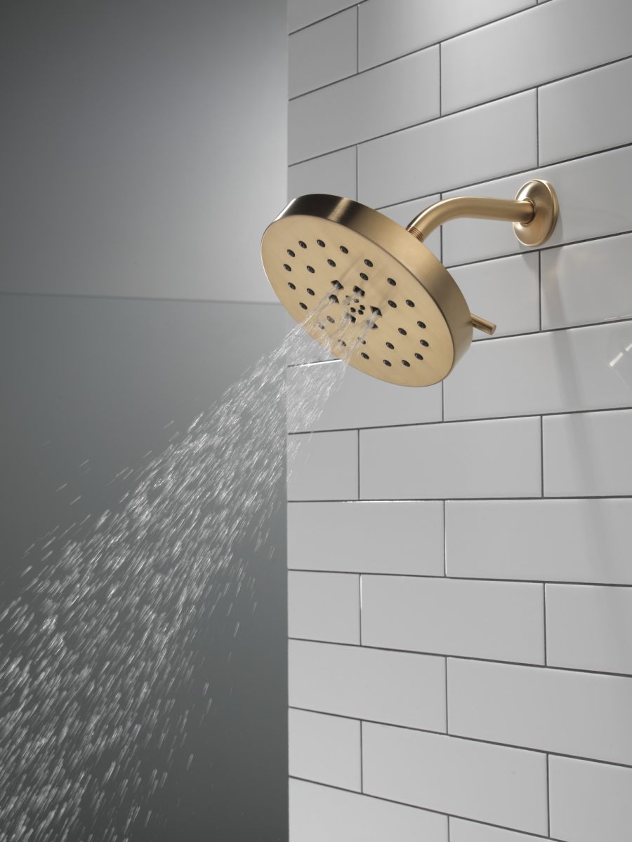 DELTA Universal Showering Components H2Okinetic 4-Setting Shower Head with Ultrasoak — Lumicoat® Champagne Bronze