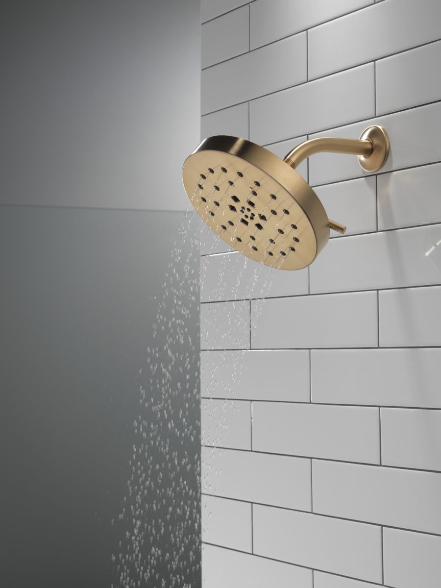 DELTA Universal Showering Components H2Okinetic 4-Setting Shower Head with Ultrasoak — Lumicoat® Champagne Bronze