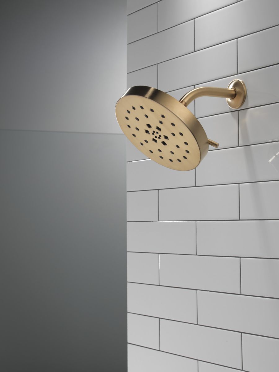 DELTA Universal Showering Components H2Okinetic 4-Setting Shower Head with Ultrasoak — Lumicoat® Champagne Bronze
