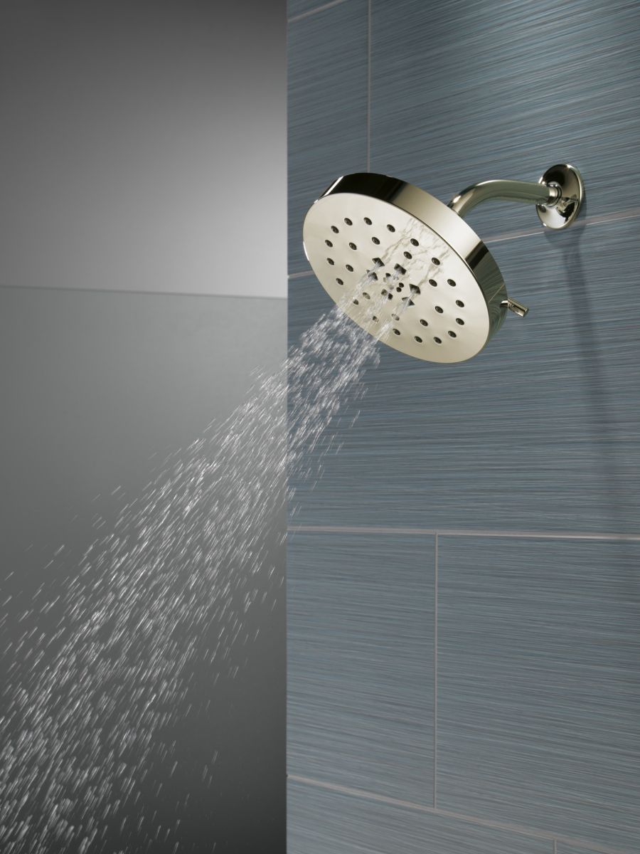 DELTA Universal Showering Components H2Okinetic 4-Setting Shower Head with Ultrasoak — Lumicoat® Polished Nickel