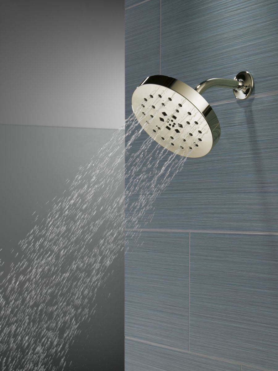 DELTA Universal Showering Components H2Okinetic 4-Setting Shower Head with Ultrasoak — Lumicoat® Polished Nickel