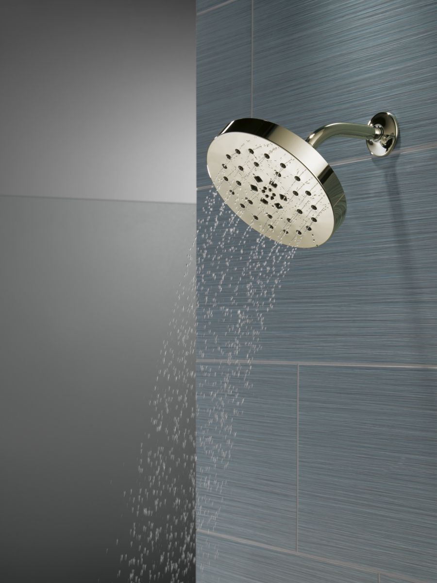 DELTA Universal Showering Components H2Okinetic 4-Setting Shower Head with Ultrasoak — Lumicoat® Polished Nickel