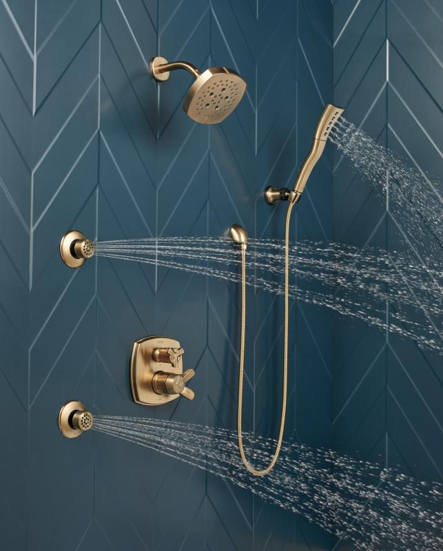 DELTA Universal Showering Components H2OKINETIC 5-Setting  Shower Head — Lumicoat® Champagne Bronze