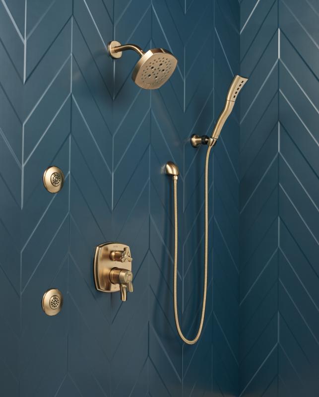 DELTA Universal Showering Components H2OKINETIC 5-Setting  Shower Head — Lumicoat® Champagne Bronze