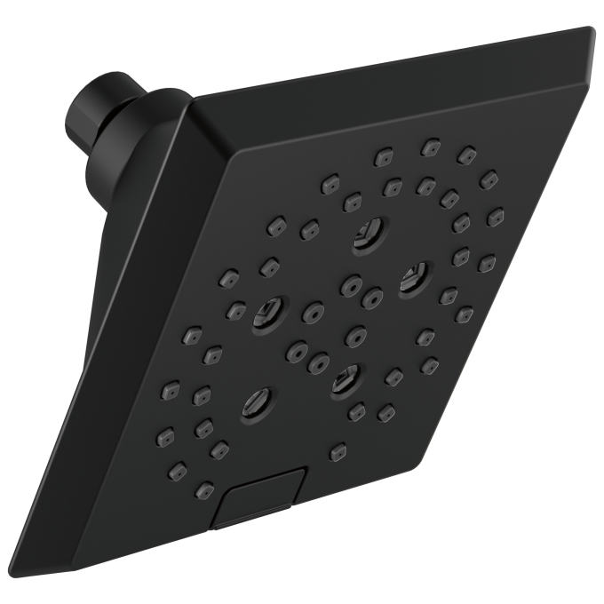 DELTA Universal Showering Components H2OKINETIC 5-Setting Angular Modern Raincan Shower Head — Matte Black