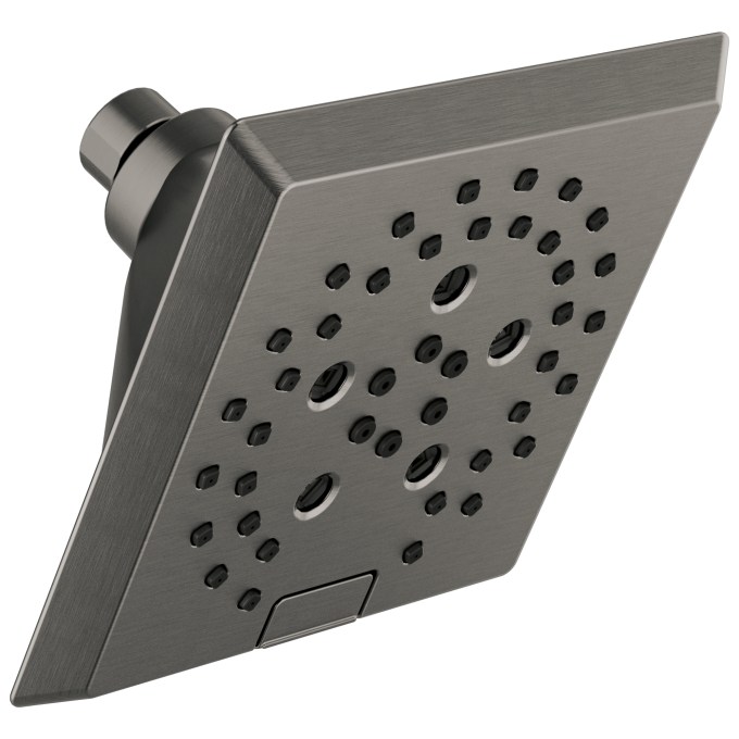 DELTA Universal Showering Components H2OKINETIC 5-Setting Angular Modern Raincan Shower Head — Lumicoat® Black Stainless
