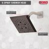 DELTA Universal Showering Components H2OKINETIC 5-Setting Angular Modern Raincan Shower Head — Venetian Bronze