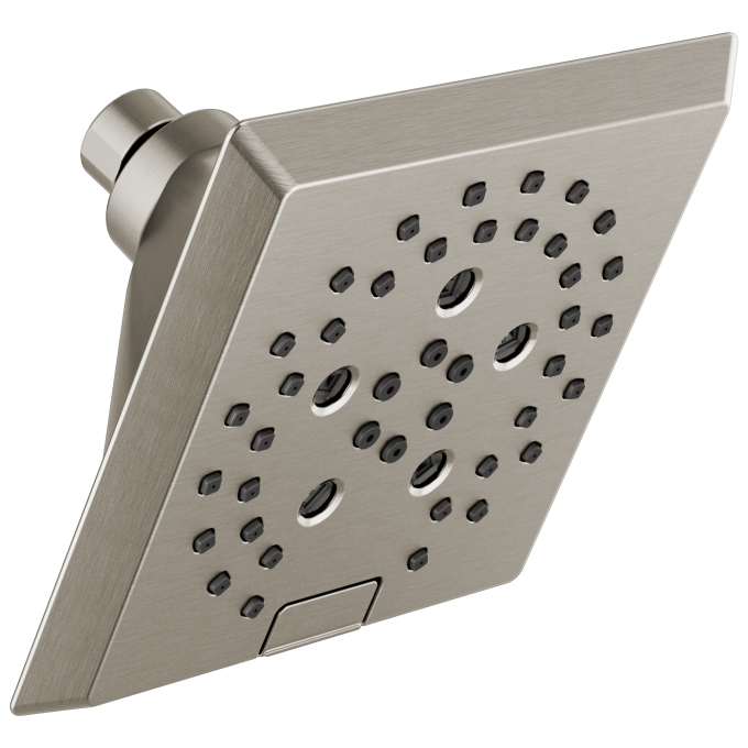 DELTA Universal Showering Components H2OKINETIC 5-Setting Angular Modern Raincan Shower Head — Lumicoat® Stainless