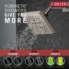 DELTA Universal Showering Components H2OKINETIC 5-Setting Angular Modern Raincan Shower Head — Lumicoat® Stainless