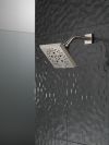 DELTA Universal Showering Components H2OKINETIC 5-Setting Angular Modern Raincan Shower Head — Lumicoat® Stainless