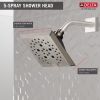 DELTA Universal Showering Components H2OKINETIC 5-Setting Angular Modern Raincan Shower Head — Stainless