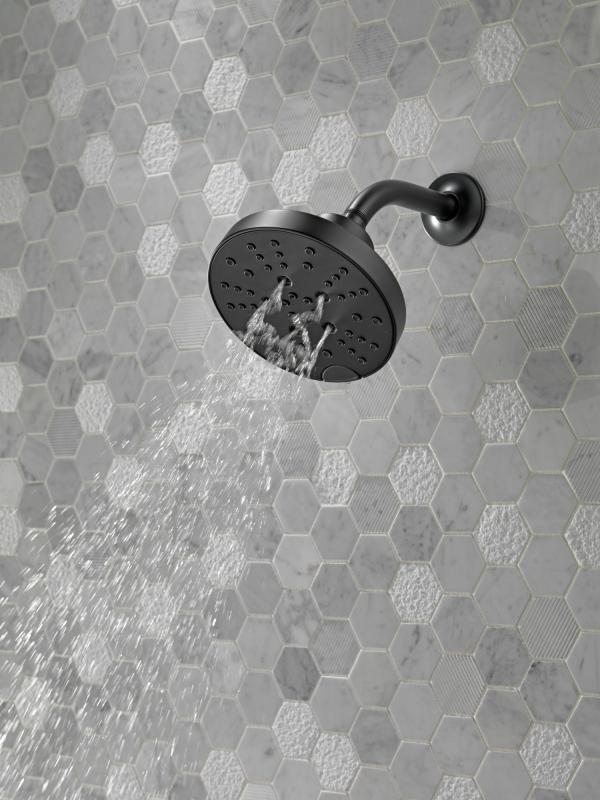 DELTA Universal Showering Components H2OKINETIC 5-Setting Contemporary Raincan Shower Head — Matte Black