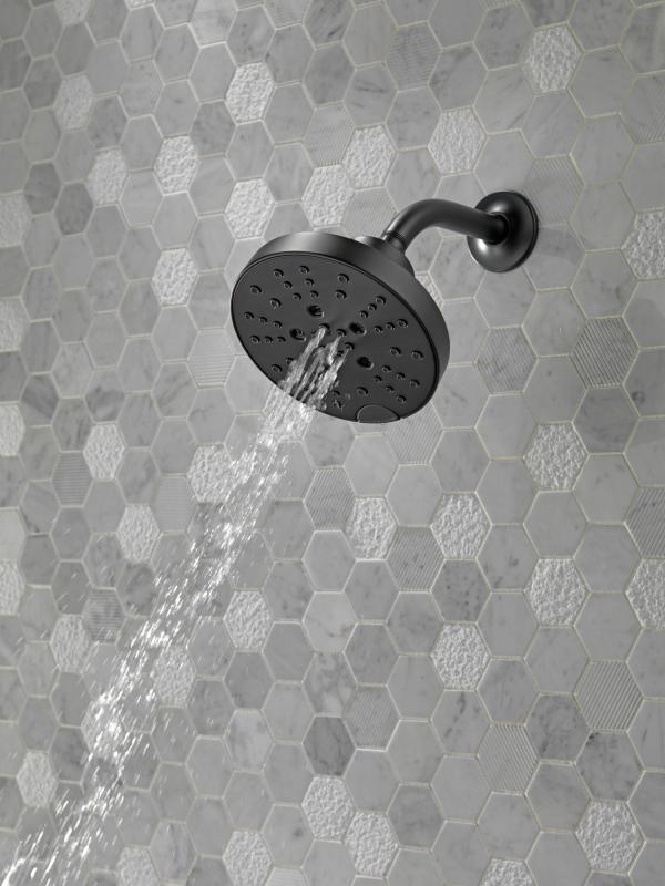 DELTA Universal Showering Components H2OKINETIC 5-Setting Contemporary Raincan Shower Head — Matte Black