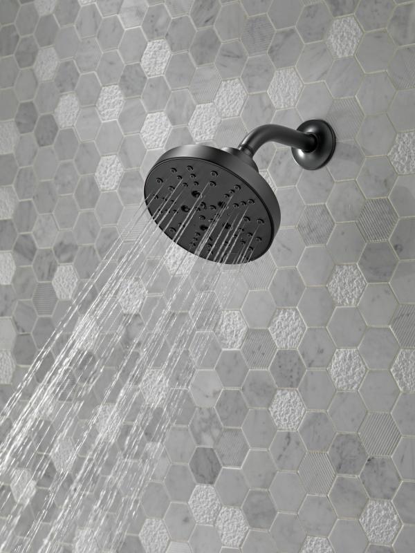 DELTA Universal Showering Components H2OKINETIC 5-Setting Contemporary Raincan Shower Head — Matte Black
