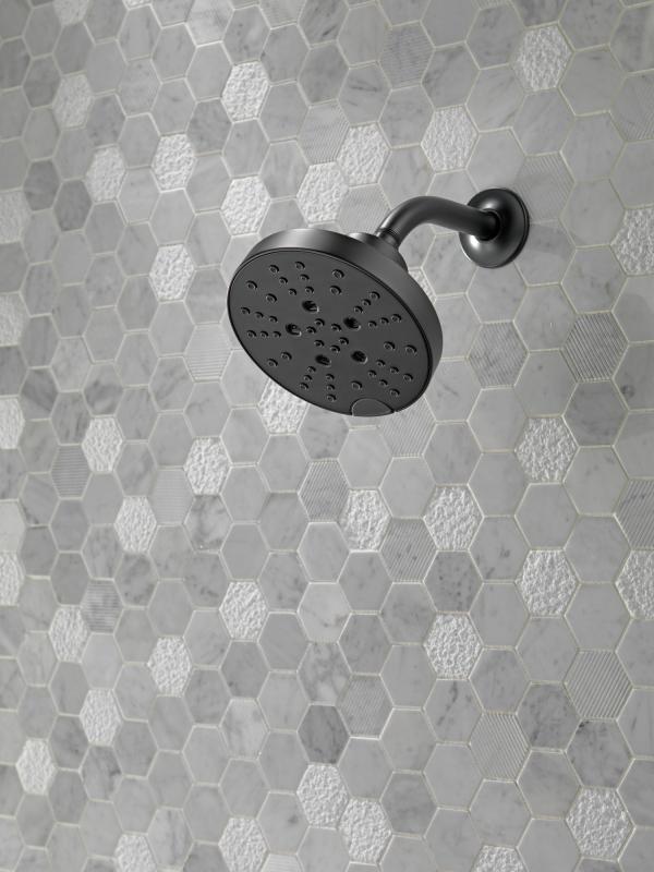 DELTA Universal Showering Components H2OKINETIC 5-Setting Contemporary Raincan Shower Head — Matte Black
