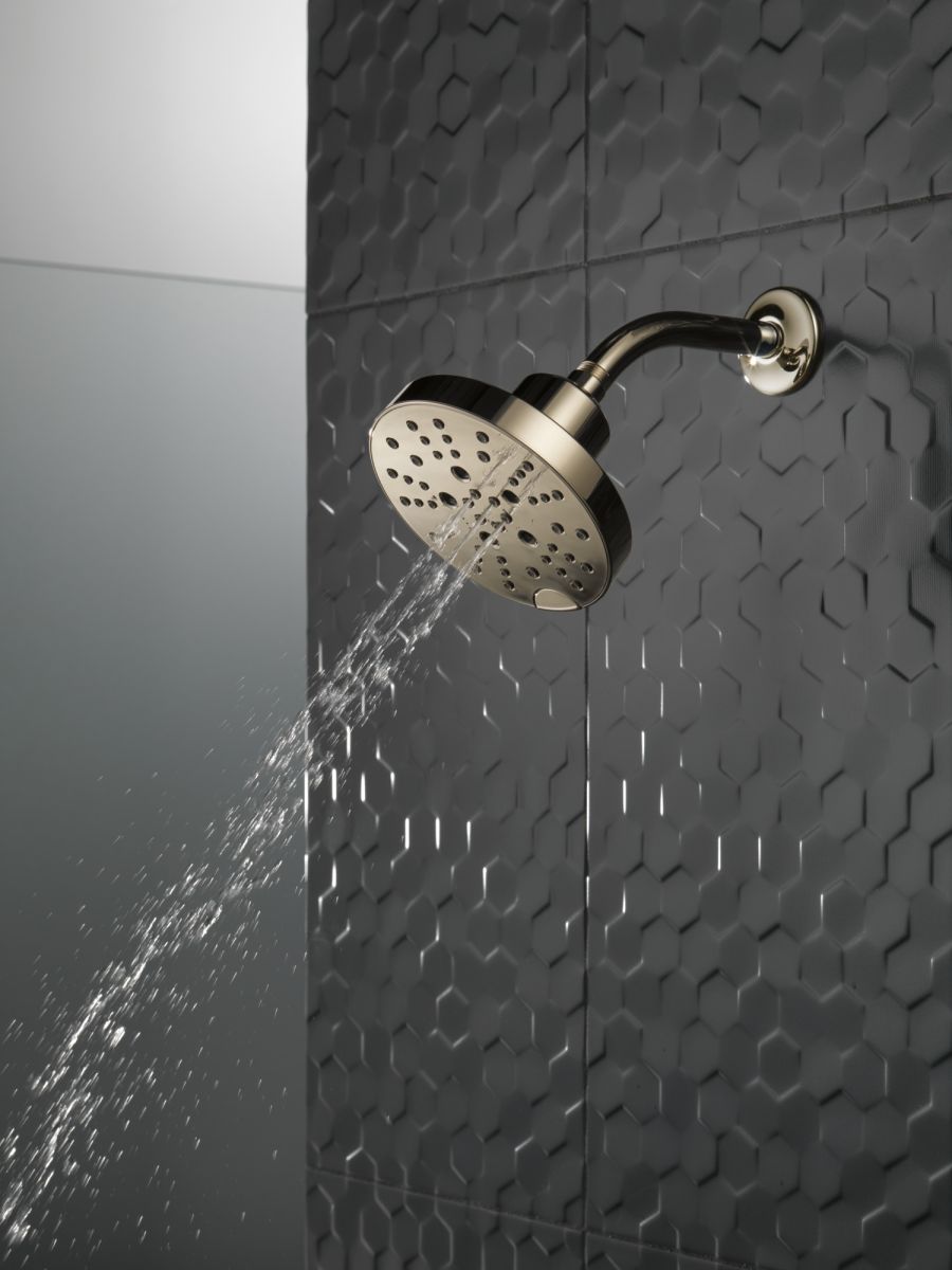 DELTA Universal Showering Components H2OKINETIC 5-Setting Contemporary Raincan Shower Head — Lumicoat® Polished Nickel