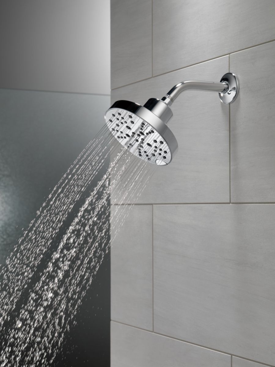 DELTA Universal Showering Components H2OKINETIC 5-Setting Contemporary Raincan Shower Head — Lumicoat® Chrome