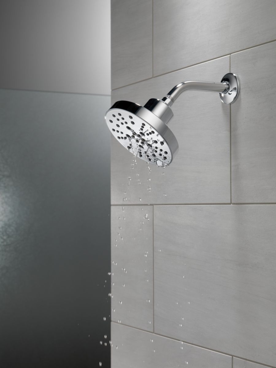 DELTA Universal Showering Components H2OKINETIC 5-Setting Contemporary Raincan Shower Head — Lumicoat® Chrome