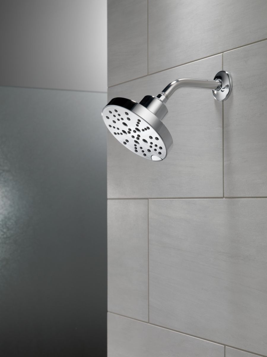 DELTA Universal Showering Components H2OKINETIC 5-Setting Contemporary Raincan Shower Head — Lumicoat® Chrome
