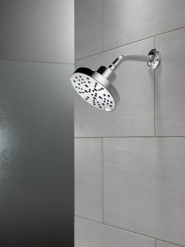 DELTA Universal Showering Components H2OKINETIC 5-Setting Contemporary Raincan Shower Head — Lumicoat® Chrome