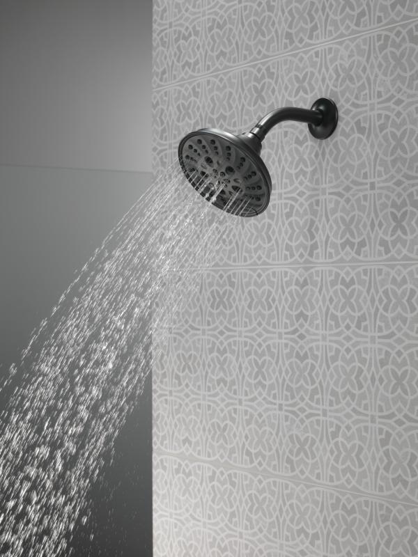 DELTA Universal Showering Components H2OKINETIC 5-Setting Traditional Raincan Shower Head — Matte Black