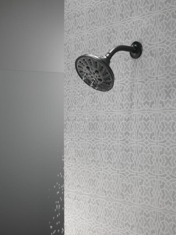 DELTA Universal Showering Components H2OKINETIC 5-Setting Traditional Raincan Shower Head — Matte Black