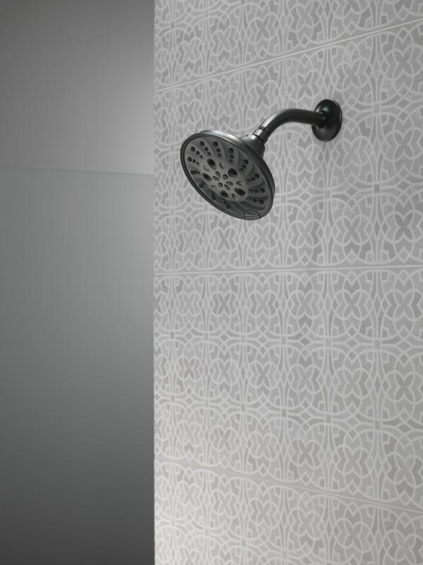 DELTA Universal Showering Components H2OKINETIC 5-Setting Traditional Raincan Shower Head — Matte Black