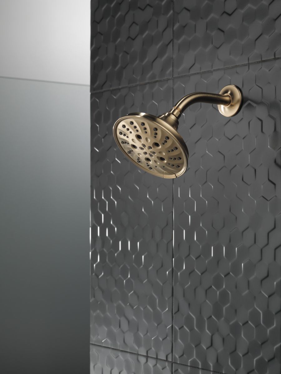 DELTA Universal Showering Components H2OKINETIC 5-Setting Traditional Raincan Shower Head — Lumicoat® Champagne Bronze