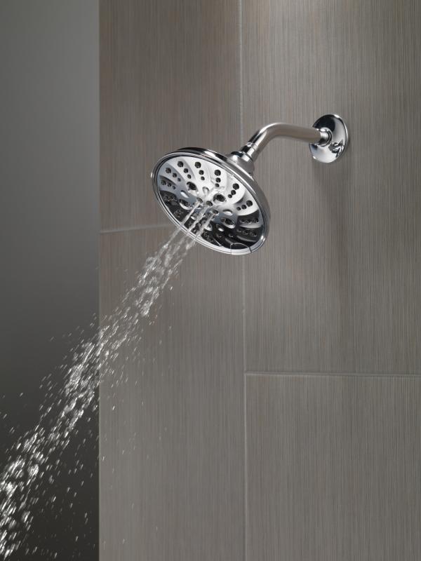 DELTA Universal Showering Components H2OKINETIC 5-Setting Traditional Raincan Shower Head — Lumicoat® Chrome