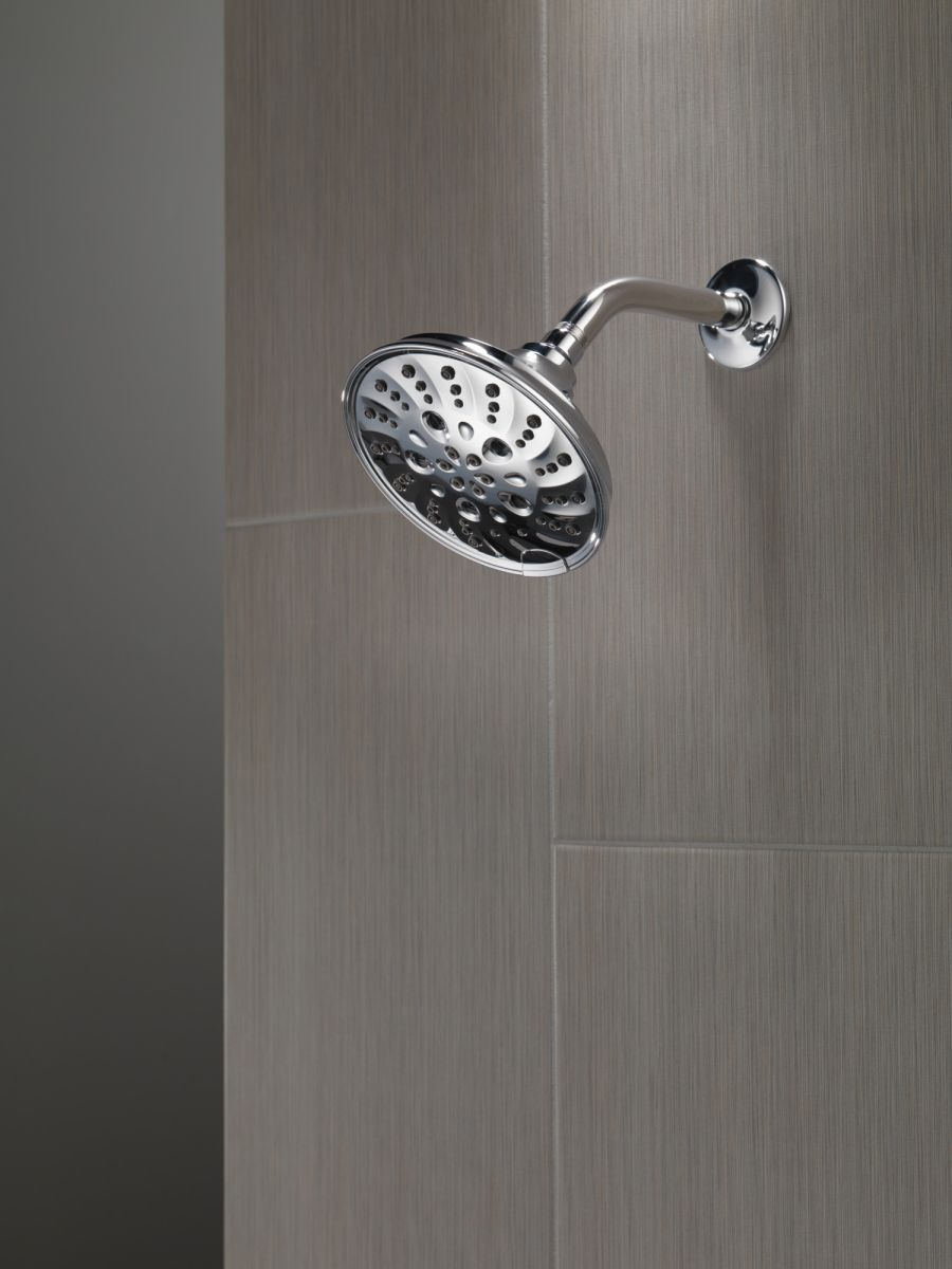 DELTA Universal Showering Components H2OKINETIC 5-Setting Traditional Raincan Shower Head — Lumicoat® Chrome