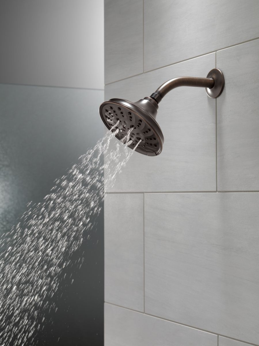 DELTA Universal Showering Components H2OKINETIC 5-Setting Traditional Raincan Shower Head — Venetian Bronze