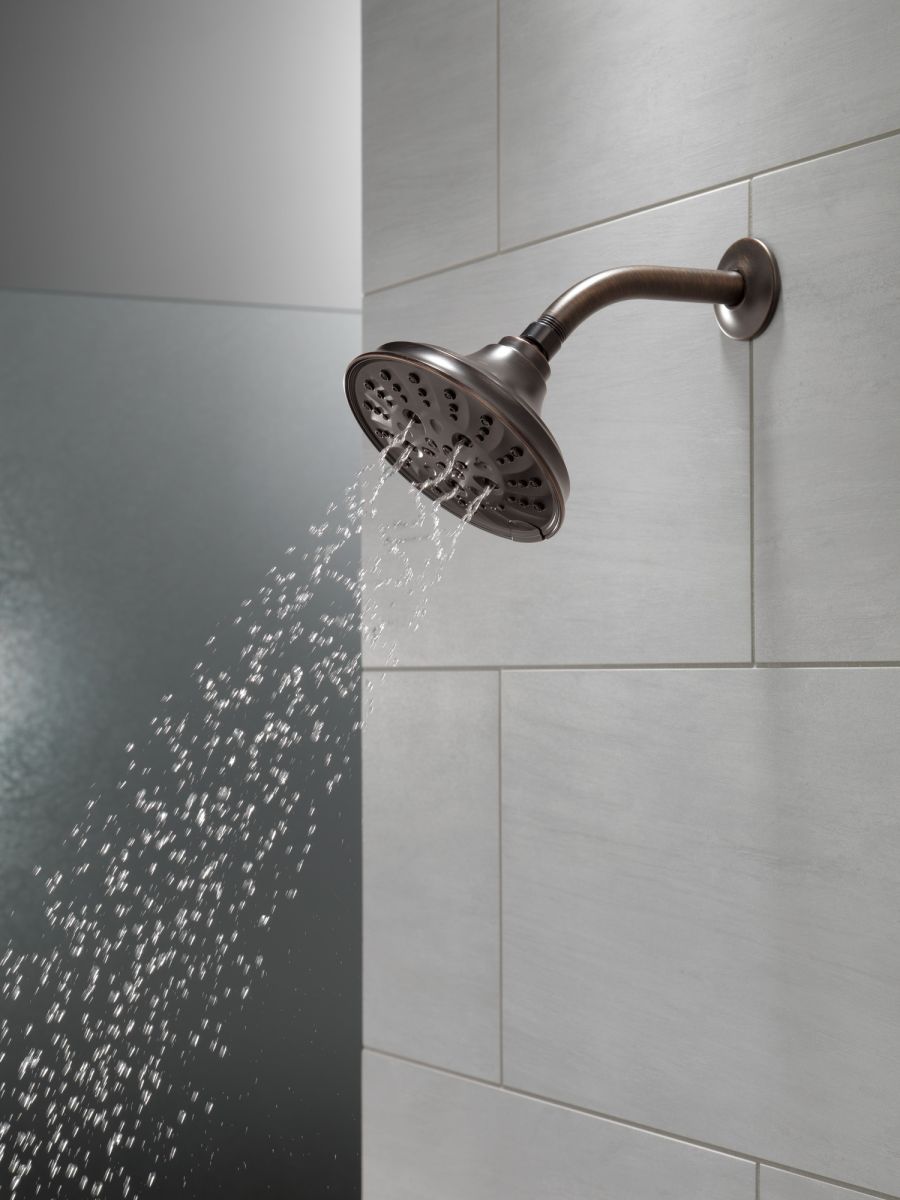 DELTA Universal Showering Components H2OKINETIC 5-Setting Traditional Raincan Shower Head — Venetian Bronze