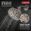 DELTA Universal Showering Components H2OKINETIC 5-Setting Traditional Raincan Shower Head — Lumicoat® Stainless
