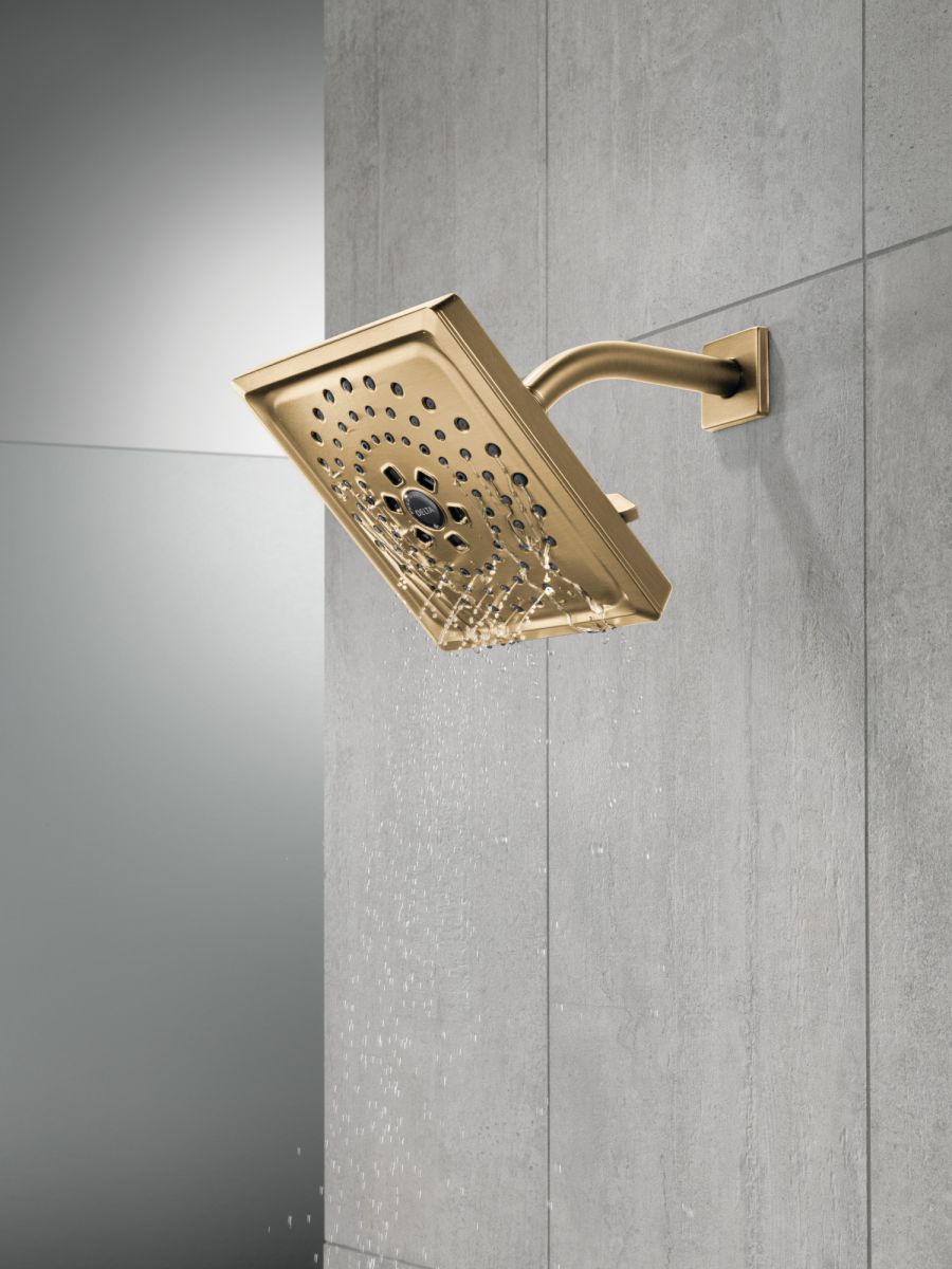 DELTA Universal Showering Components H2OKINETIC 3-Setting Raincan Shower Head (Recertified) — Lumicoat® Champagne Bronze