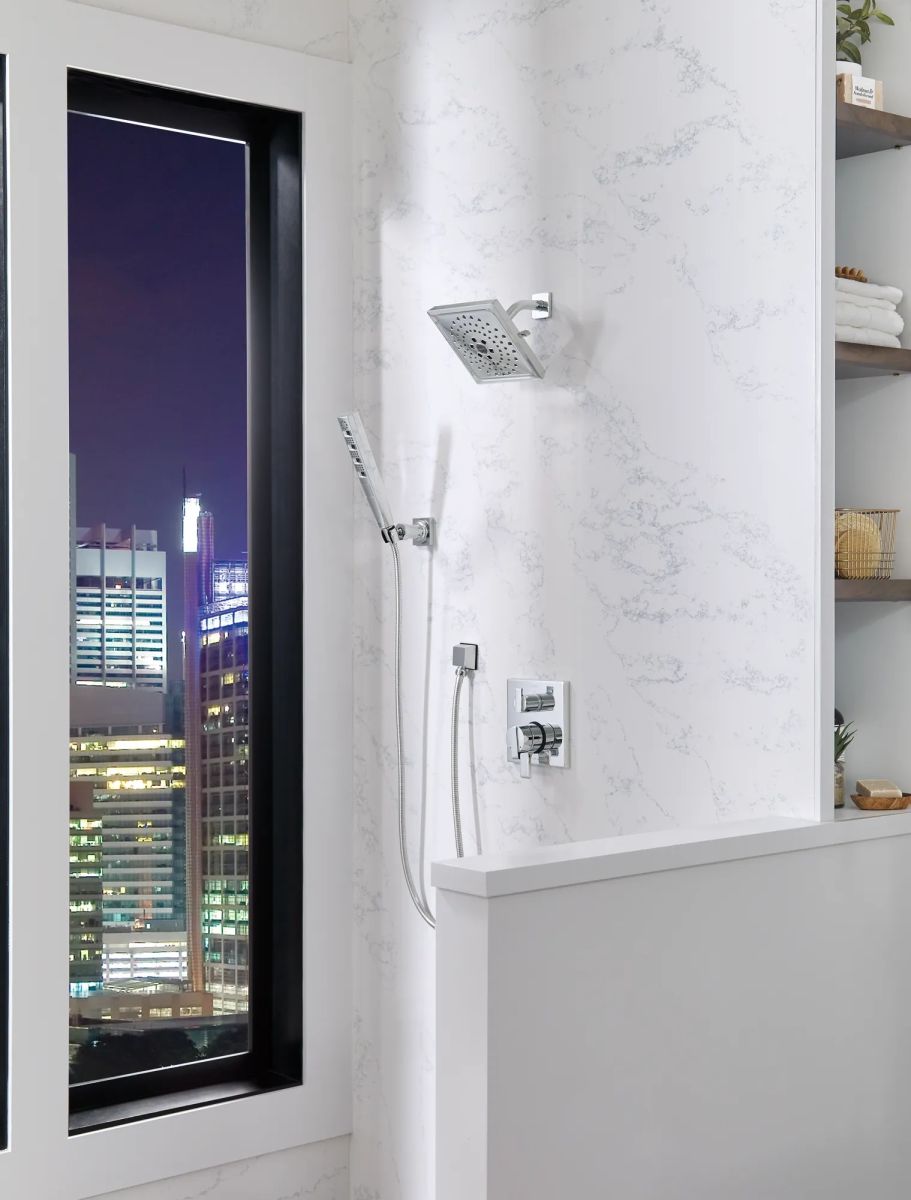 DELTA Ara Angular Modern Monitor 17 Series Valve Trim with 6-Setting Integrated Diverter — Chrome